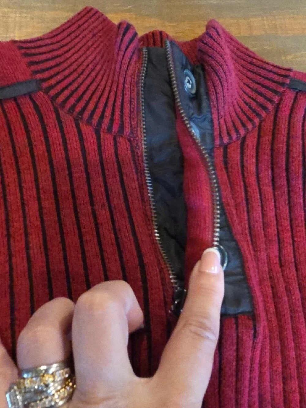 INC International Concepts Women's Ribbed Maroon Button-Trim Sweater